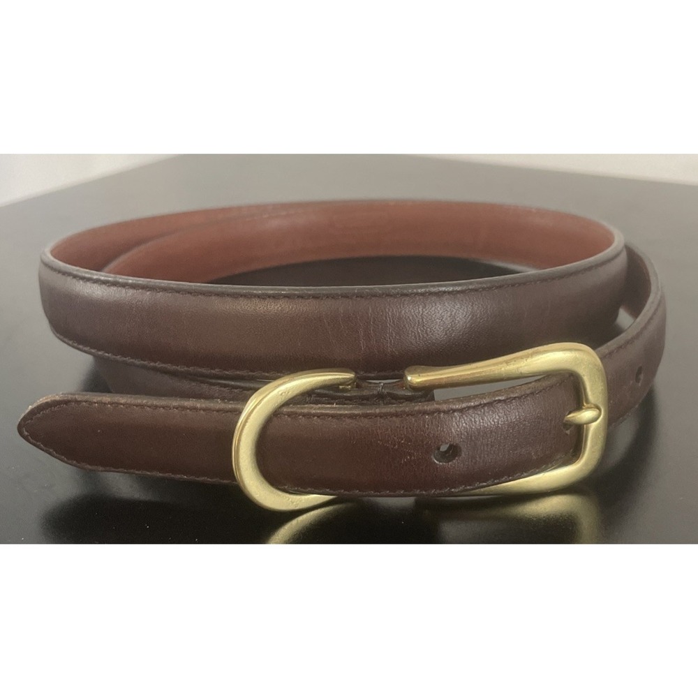 Vintage Coach Belt Size L Womens Brown Leather Brass Buckle Y2K 3/4" Wide x 39"